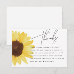 Chic Sunflower Baby Shower Floral Thank You Card