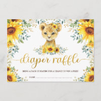 Chic Sunflower Lion Cub Baby Shower Diaper Raffle