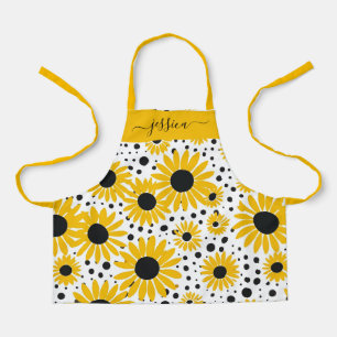 Chic sunflower script name  apron