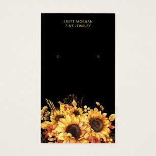 Chic Sunflowers Gold Black Earring Display Cards