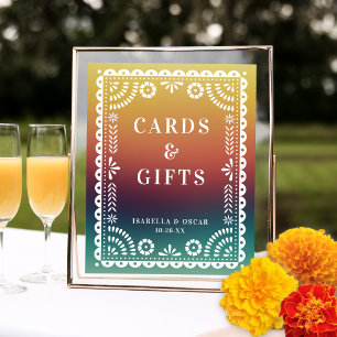 Chic Sunset Papel Picado Wedding Reception Sign