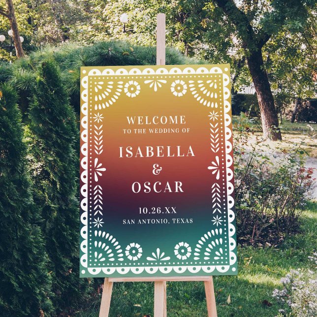 Chic Sunset Papel Picado Wedding Welcome Sign (Creator Uploaded)
