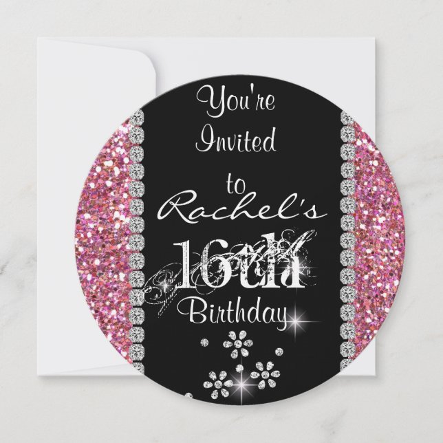 CHIC SWEET 16 Birthday Party  ROUND Invitation (Front)