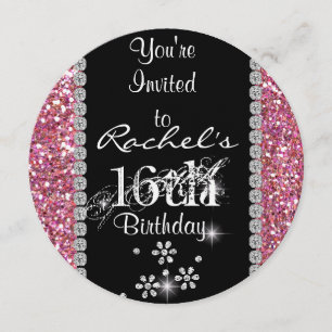 CHIC SWEET 16 Birthday Party  ROUND Invitation