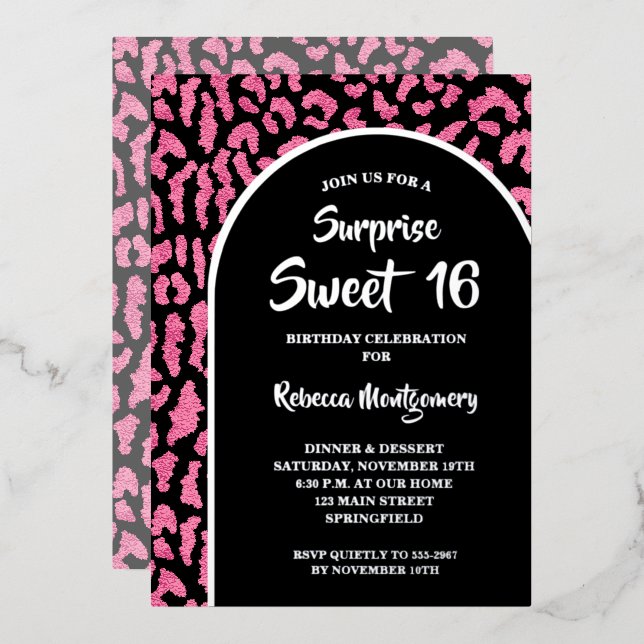 Chic Sweet 16 Leopard Print Birthday Gold (Front/Back)