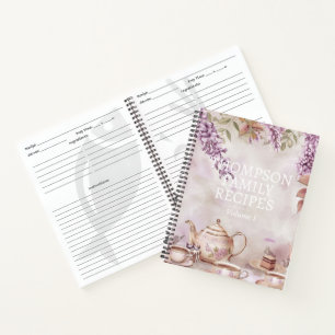 Chic Sweet Tea Watercolor Family Cookbook Notebook