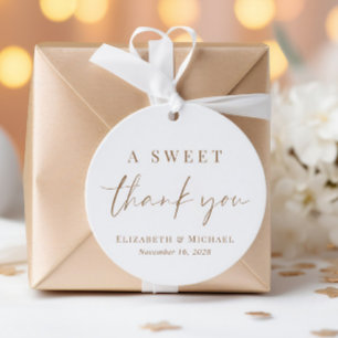 Chic Sweet Thank You Gold Typography Wedding Favour Tags