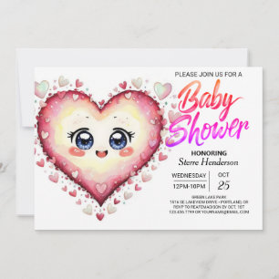 Chic Sweetheart Little Cutie Girl Baby Shower Invitation