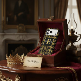 Chic swirl Gold floral vintage Monogram initial