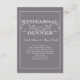 Chic Swirl Grey Rehearsal Dinner Invitation