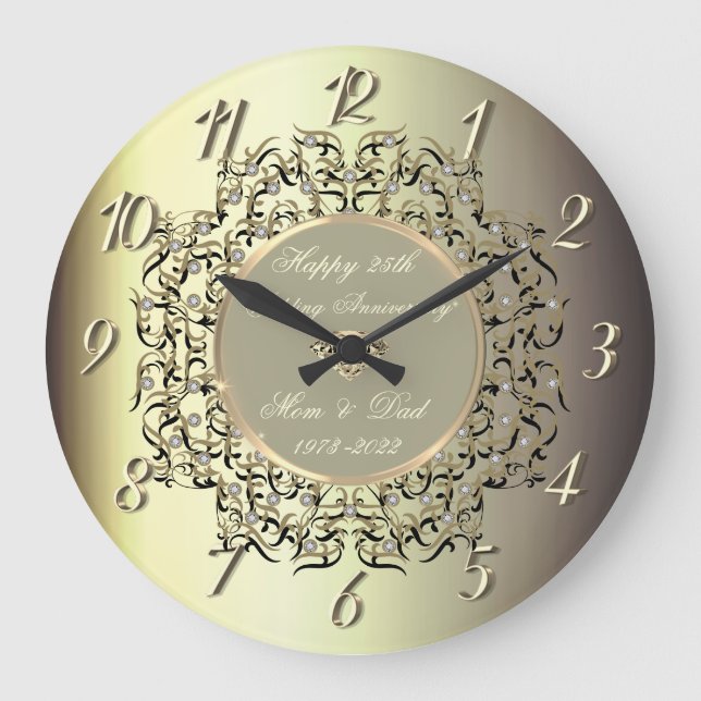 Chic Swirls Champagne 50 Wedding Anniversary   Large Clock (Front)