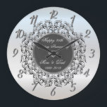 Chic Swirls Silver 50 Wedding Anniversary Large Clock<br><div class="desc">Elegant silver swirls wedding anniversary clock.</div>