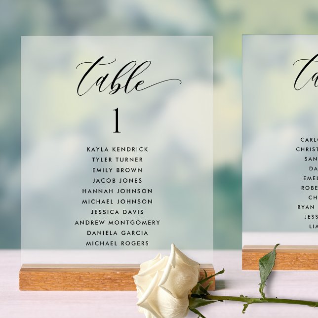 Chic Table Wedding Seating Plan Card Frosted Style Acrylic Sign (Creator Uploaded)