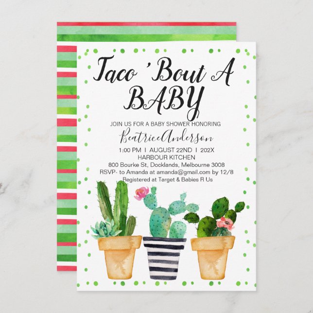 Chic Taco Bout A Baby Baby Shower Invitation (Front/Back)