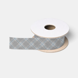Chic Tartan Blue Grey Black Pattern Satin Ribbon