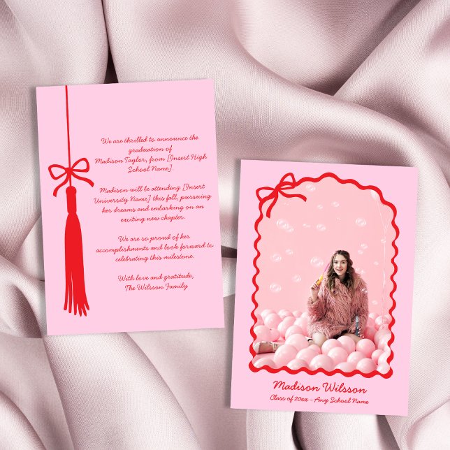 Chic Tassel Bow Grad Photo 2025 Graduation Announcement (Chic Tassel Bow Grad Photo 2025 Graduation Announcement)