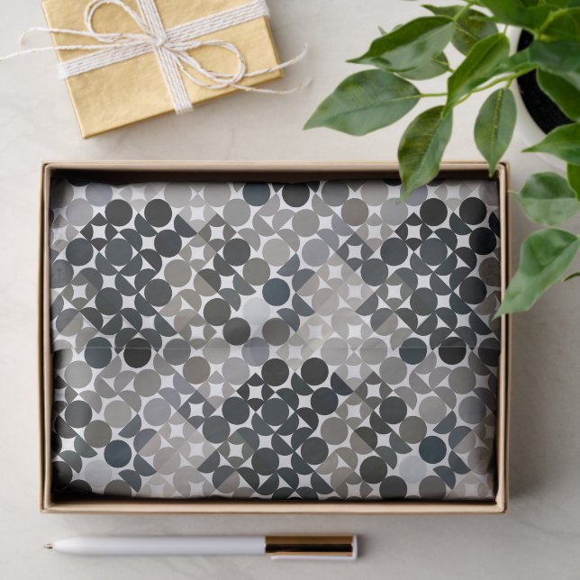 Chic Taupe Beige Grey Black Brown Circles Pattern Tissue Paper (Gift)
