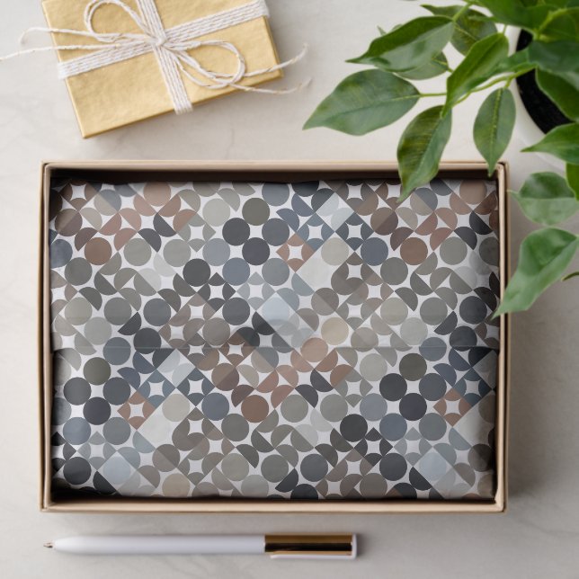 Chic Taupe Beige Grey Tan Brown Circles Pattern Tissue Paper (Gift)
