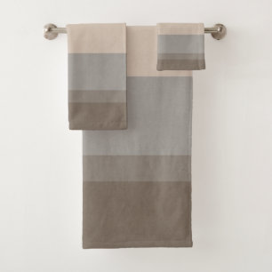 Chic Taupe, Cream and Grey striped Bath Towel Set