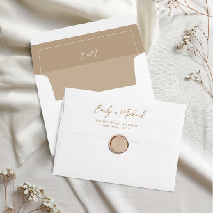 Chic Taupe Elegant Calligraphy Wedding Envelope