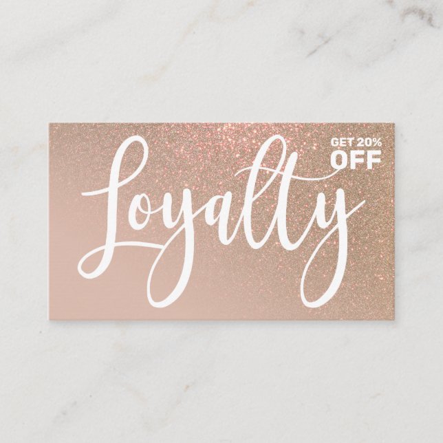 Chic Taupe Gold Glitter Gradient Typography Loyalty Card (Front)