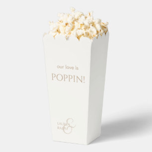 Chic Taupe & Ivory Couple Monogram Popcorn  Favour Box