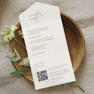 Chic Taupe & Ivory Monogram Initials  All In One Invitation