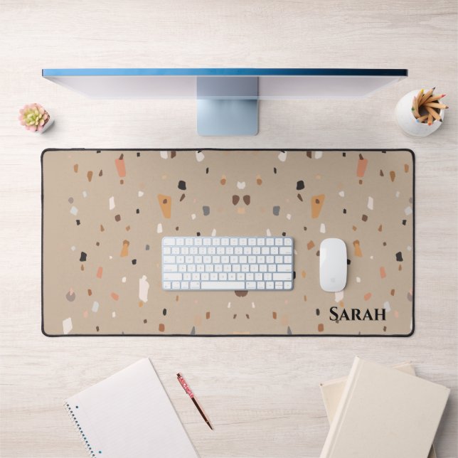 Chic taupe terrazzo pattern  desk mat (Office 1)