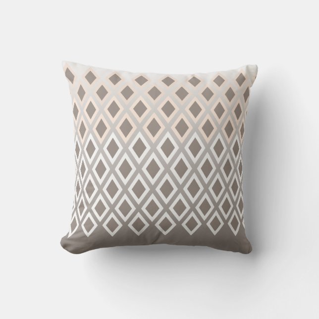 Chic Taupe & White Diamond Pattern Accent Cushion (Front)