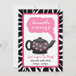 Chic Tea Time Girls Pink Birthday Party Invites