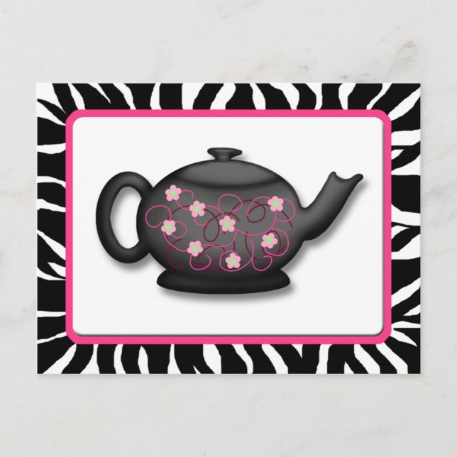 Chic Tea Time Zebra Print Recipe Cards (Front)