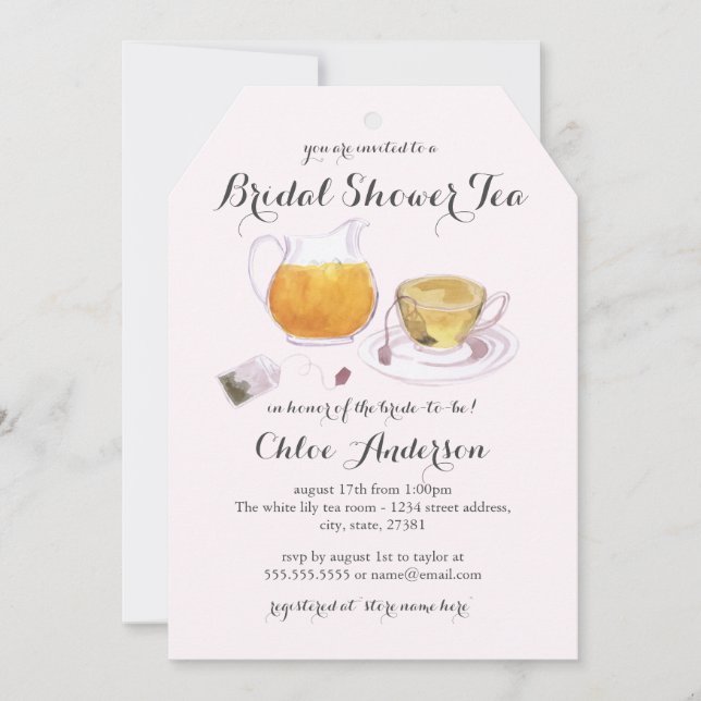 Chic Teacup Bridal Shower Tea Party Invite (Front)