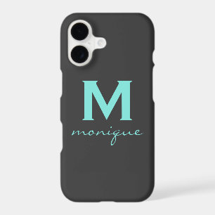 Chic Teal and Grey Monogram Phone Case - Mod Style