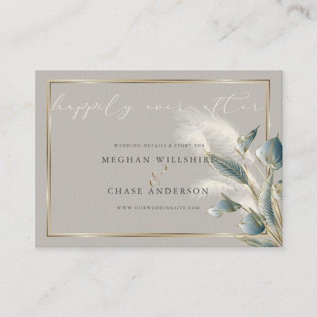 Chic Teal Anthurium and Ivory Pampas Grass Business Card (Front)