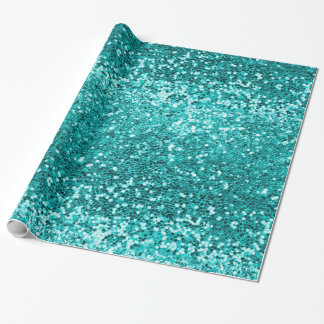 Chic Teal Aqua Glitter Sparkle Luxury Wrapping Paper