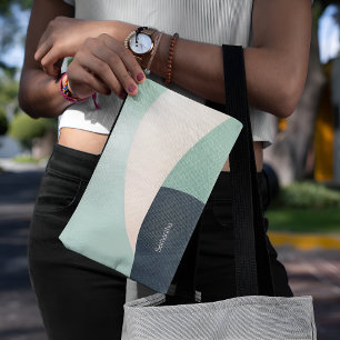 Chic Teal & Beige Classy Customisable Minimalist Accessory Pouch