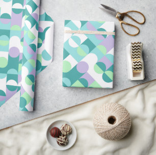 Chic Teal Blue Mint Green Circles Art Pattern Wrapping Paper