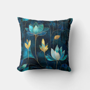 Chic teal chrysanthemum cushion