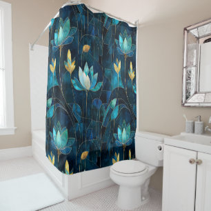 Chic teal chrysanthemum shower curtain