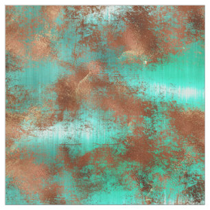 Chic Teal Copper Boho Fabric