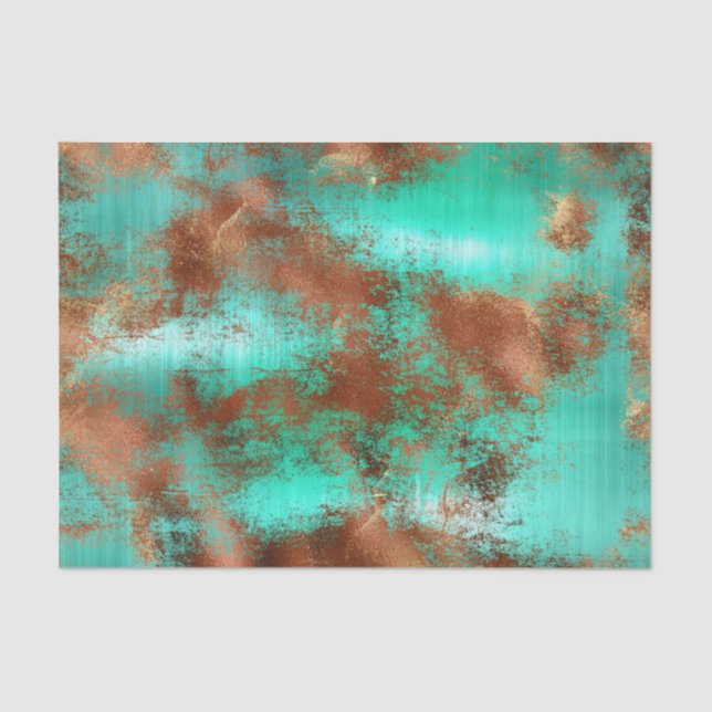Chic Teal Copper Boho Tissue Paper (Front)