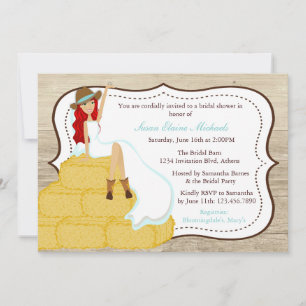 Chic Teal Cowgirl Country Bride Bridal Shower Invitation