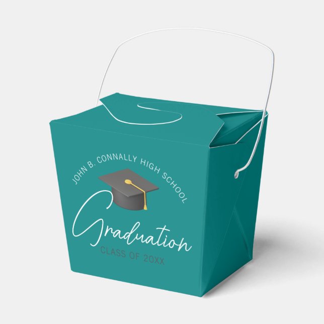 Chic Teal Custom 2026 Graduation Party Fortune Favour Box (Front Side)