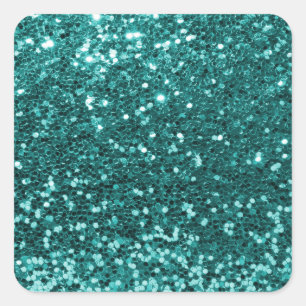 Chic Teal Faux Glitter Square Sticker