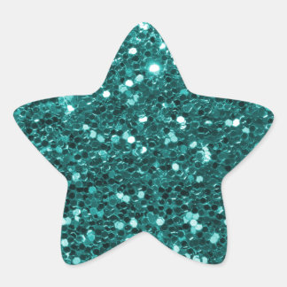 Chic Teal Faux Glitter Star Sticker