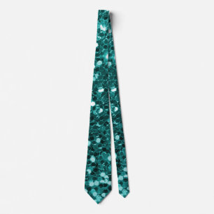 Chic Teal Faux Glitter Tie