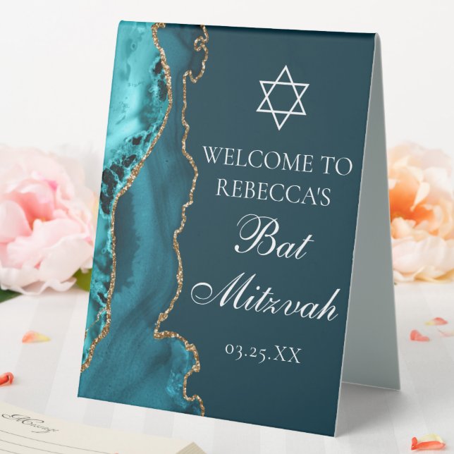 Chic Teal Gold Bat Mitzvah Party Custom (In SItu (Wedding))