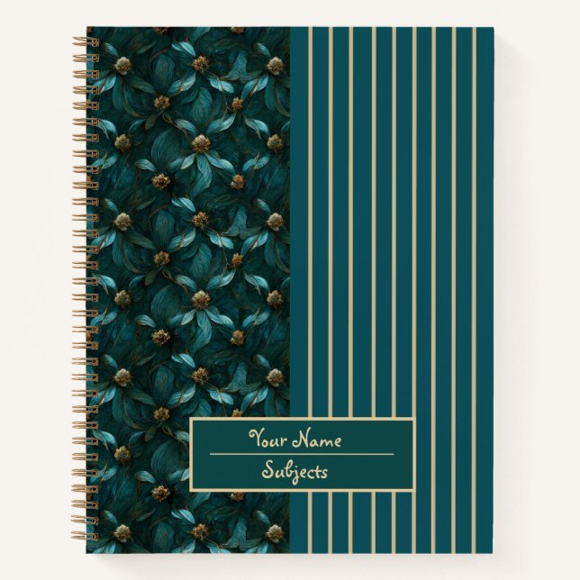 Chic teal-gold Notebook (Front)