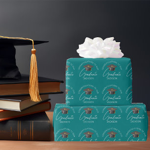 Chic Teal Graduate Personalised Graduation Wrapping Paper