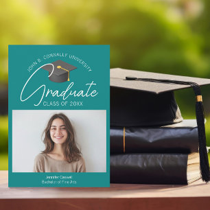 Chic Teal Graduate Photo 2025 Graduation Announcement